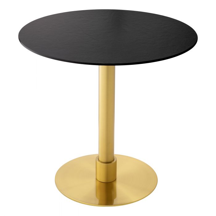 Terzo bistro table by Eichholtz black top brushed brass 80 cm by Eichholtz