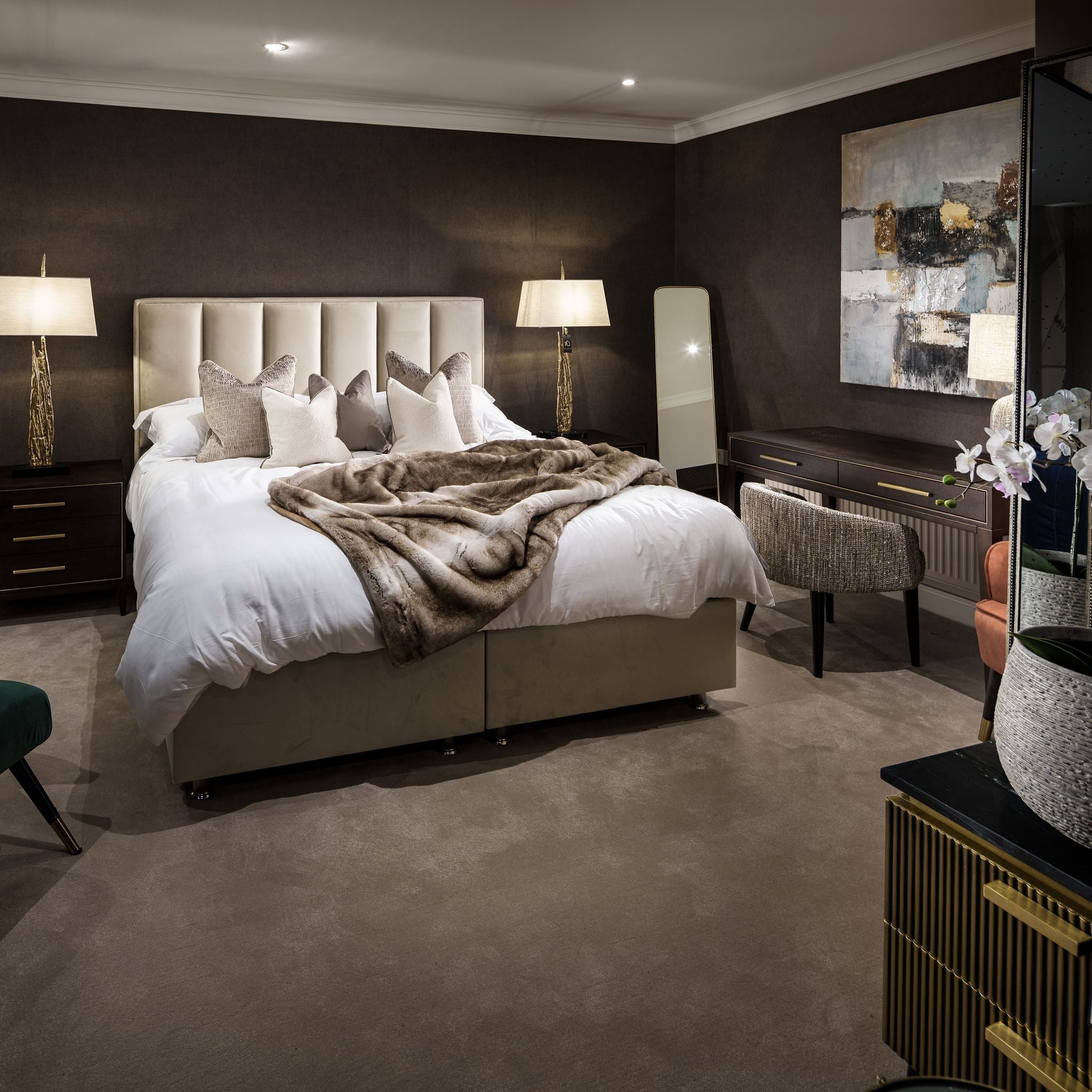 Timmy chocolate and Brass Desk-Desk-Renaissance Design Studio