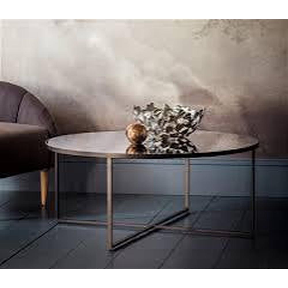 Torrence Mirrored round contemporary Coffee Table reduced save 40%-Renaissance Design Studio