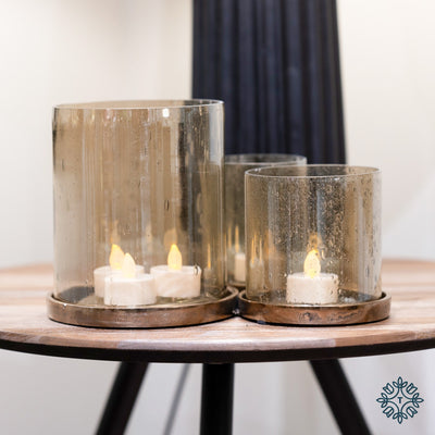 Trio of bubble glass candle holder