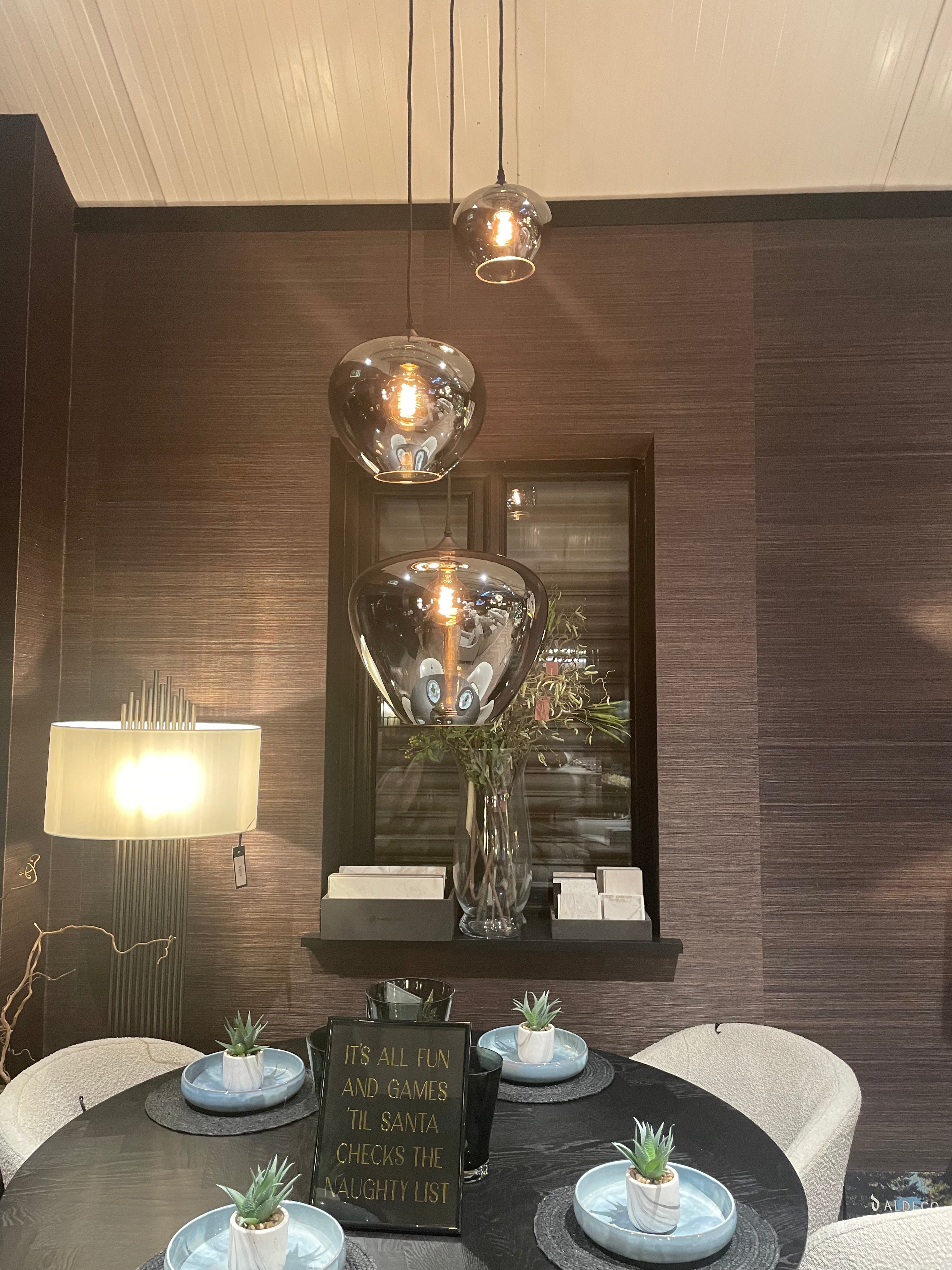 Tulip 3 light hanging pendant with glass ex display clearance-Renaissance Design Studio