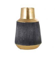 Va-0126 Vase HUGO clearance gold and grey black vase metal 2 tone-Renaissance Design Studio