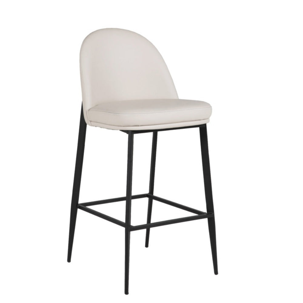 Valentia LOW Bar Stool Taupe Cream faux leather set of 3 reduced-Renaissance Design Studio