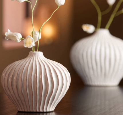 Vase Deco Lorito In Cream-Renaissance Design Studio