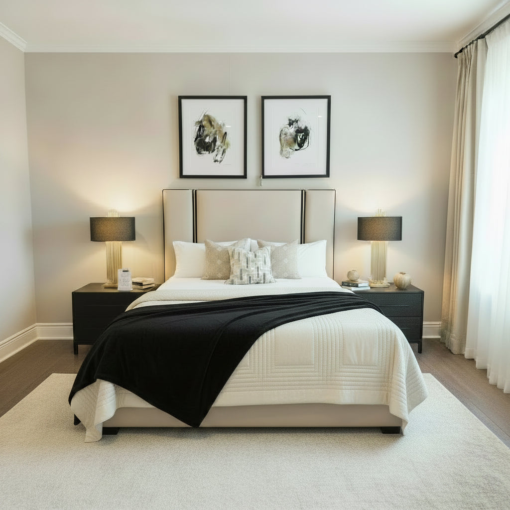 Veda custom made bed and headboard-Renaissance Design Studio