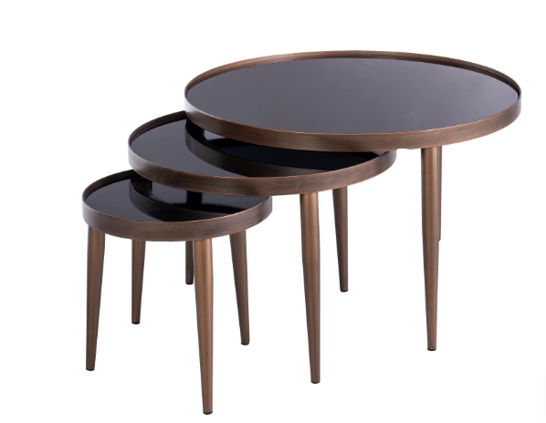Venice Coffee Table set of 3 in antique brass-set of coffee tables-Renaissance Design Studio