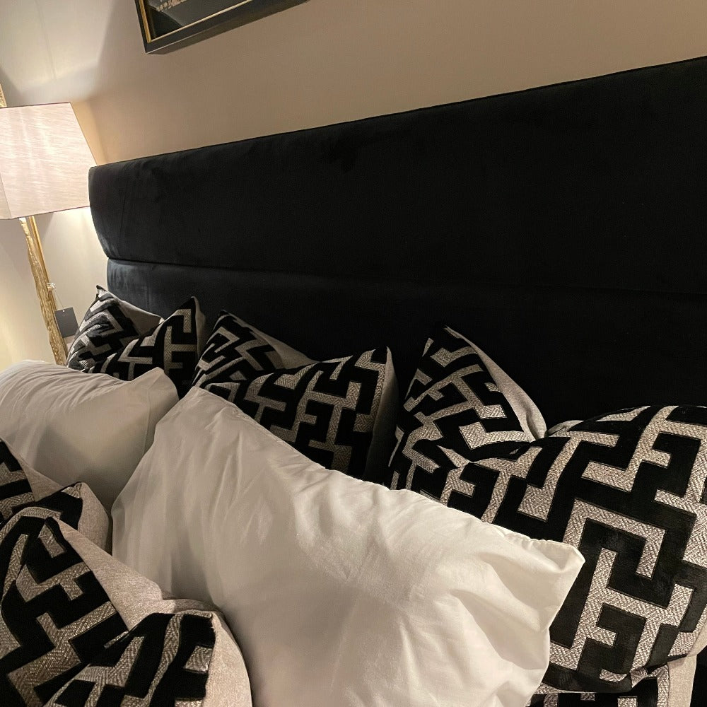 Venice headboard /Bed Jet Black Plush Velvet or custom to your spec-Renaissance Design Studio