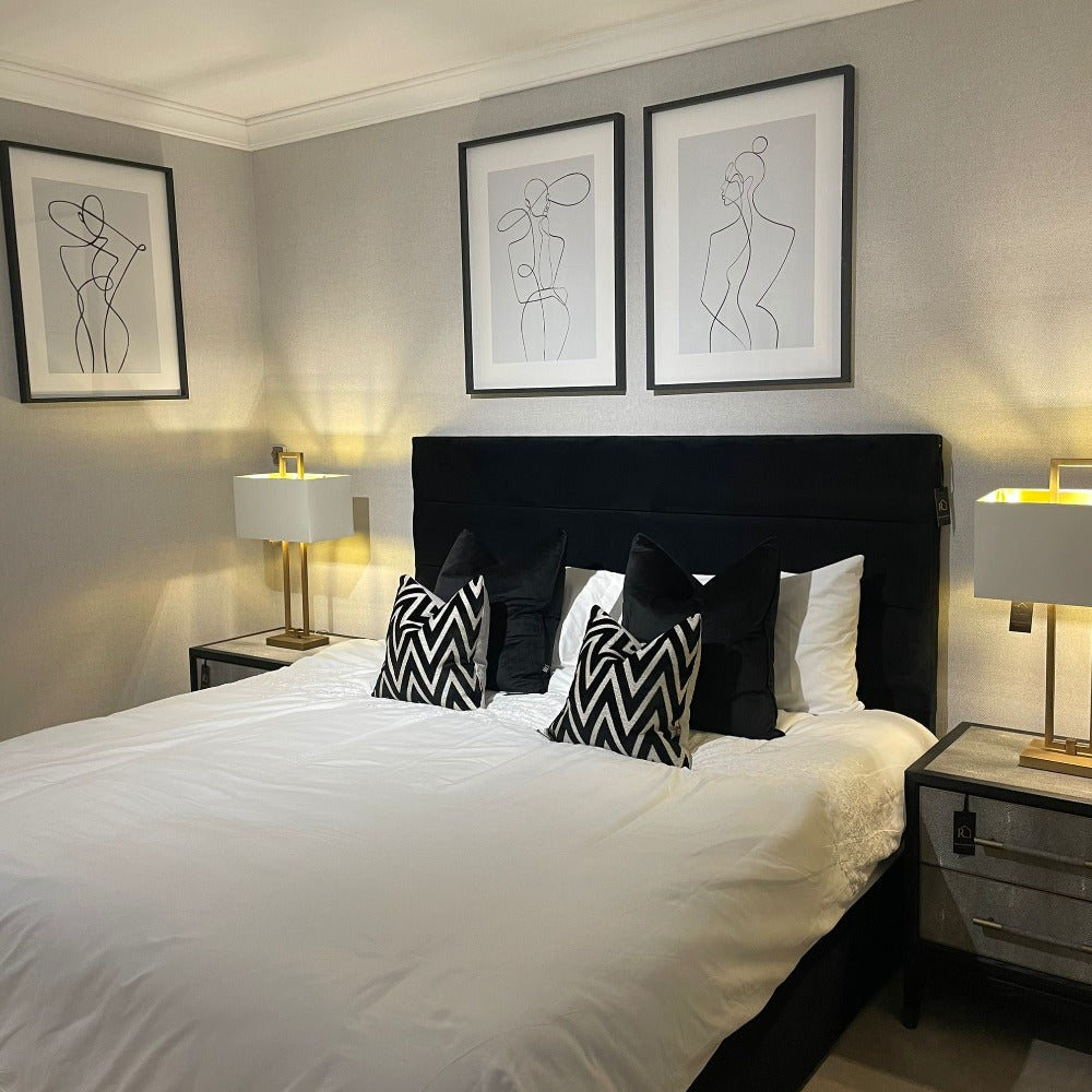 Venice headboard /Bed Jet Black Plush Velvet or custom to your spec-Renaissance Design Studio