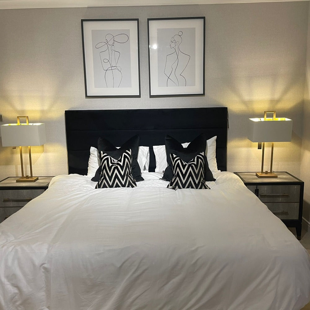 Venice headboard /Bed Jet Black Plush Velvet or custom to your spec-Renaissance Design Studio