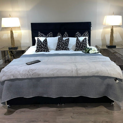 Venice headboard  /Bed Jet Black Plush Velvet or custom to your spec