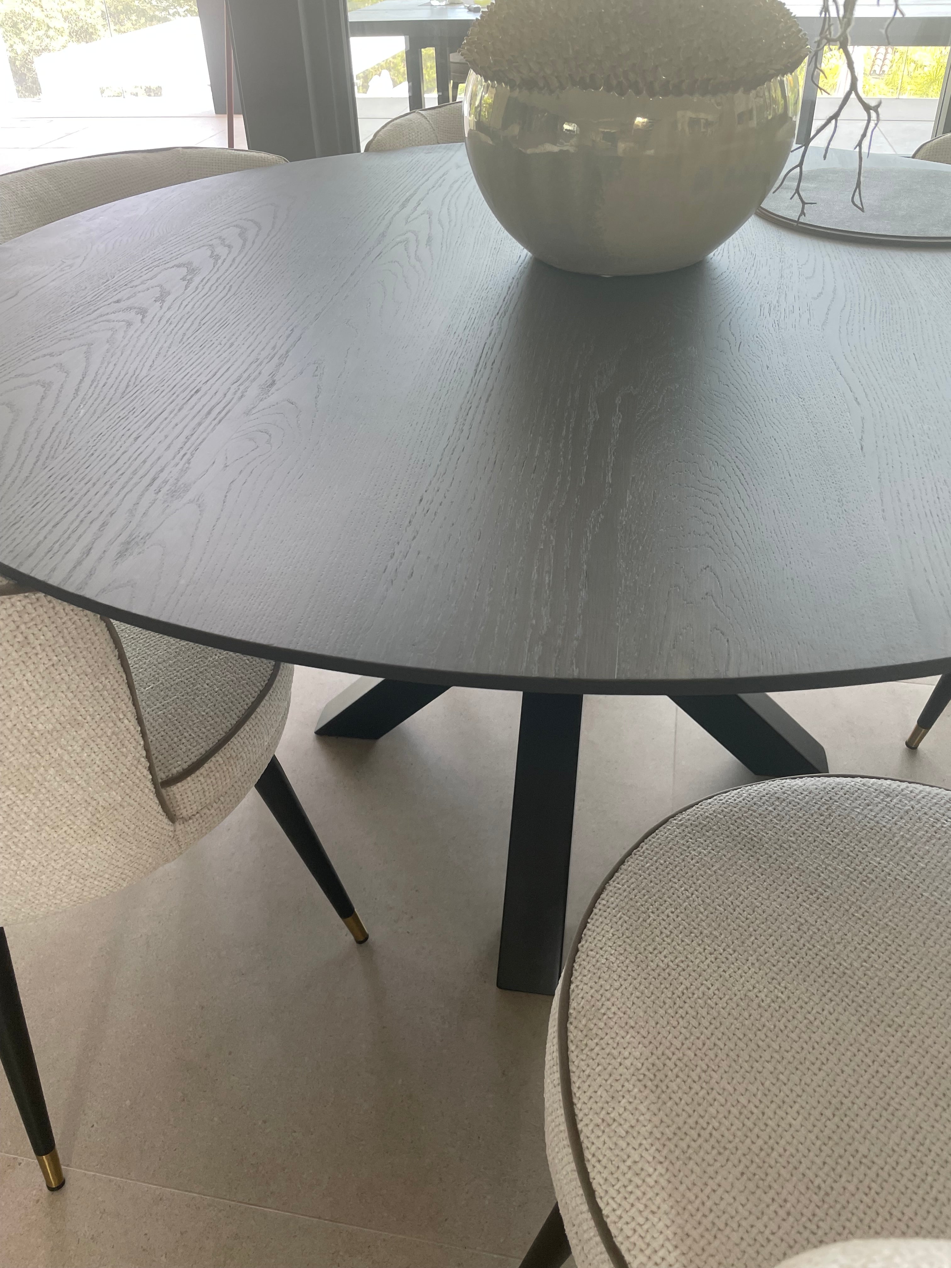 Vera round solid oak custom dining table-Renaissance Design Studio
