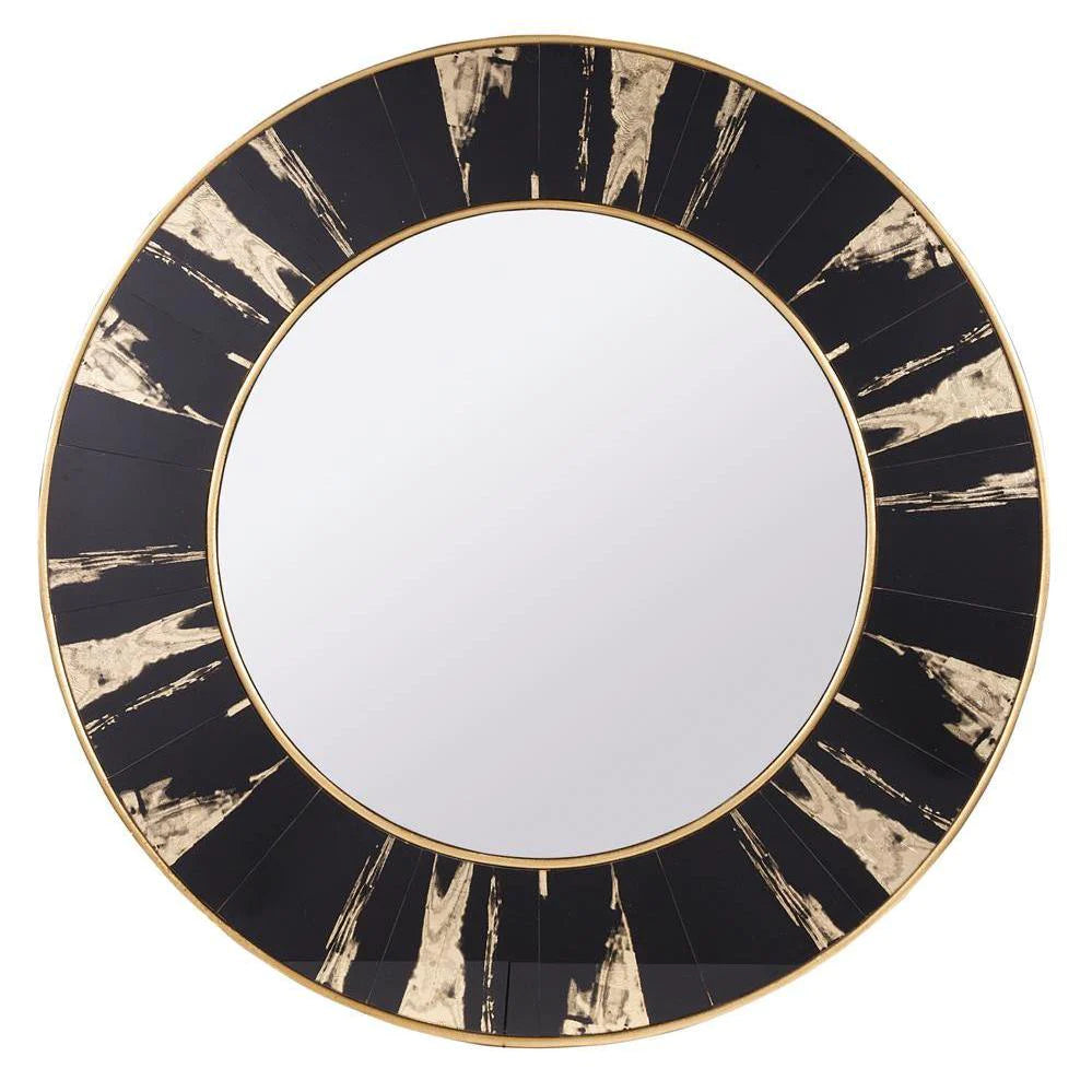 Vesna Round Mirror gold and black 100 cm-Mirrors-Renaissance Design Studio