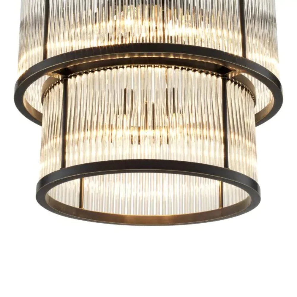 Vienna double glass Chandelier with Bronze by Eichholtz