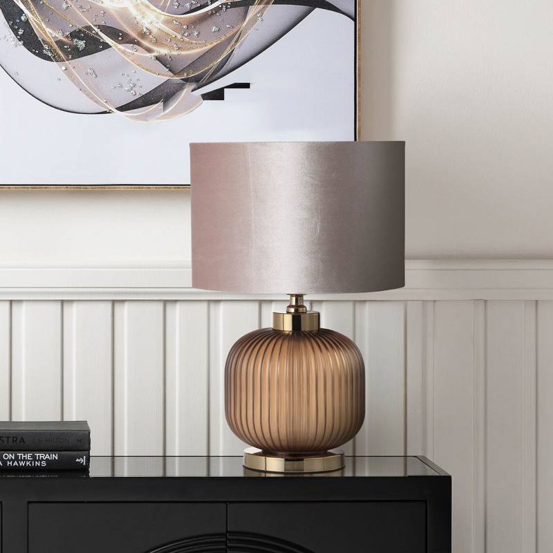 Villa table lamps with champagne shade