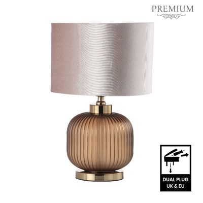 Villia Luxury pleated frost base table lamp complete with shade.
