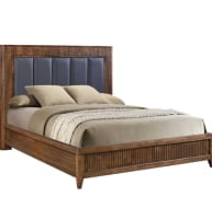 Vivian wooden feature bed with leather feature. Special Order-wooden bed-Renaissance Design Studio