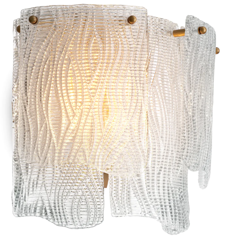 Wall Lamp Asinara Antique brass finish | textured glass by Eichholtz-Renaissance Design Studio