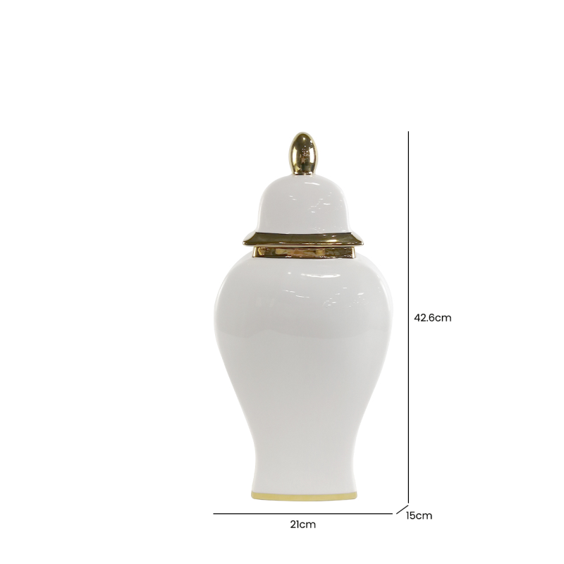 White and gold ginger jar large . Fabulous !. Reduced last of stock