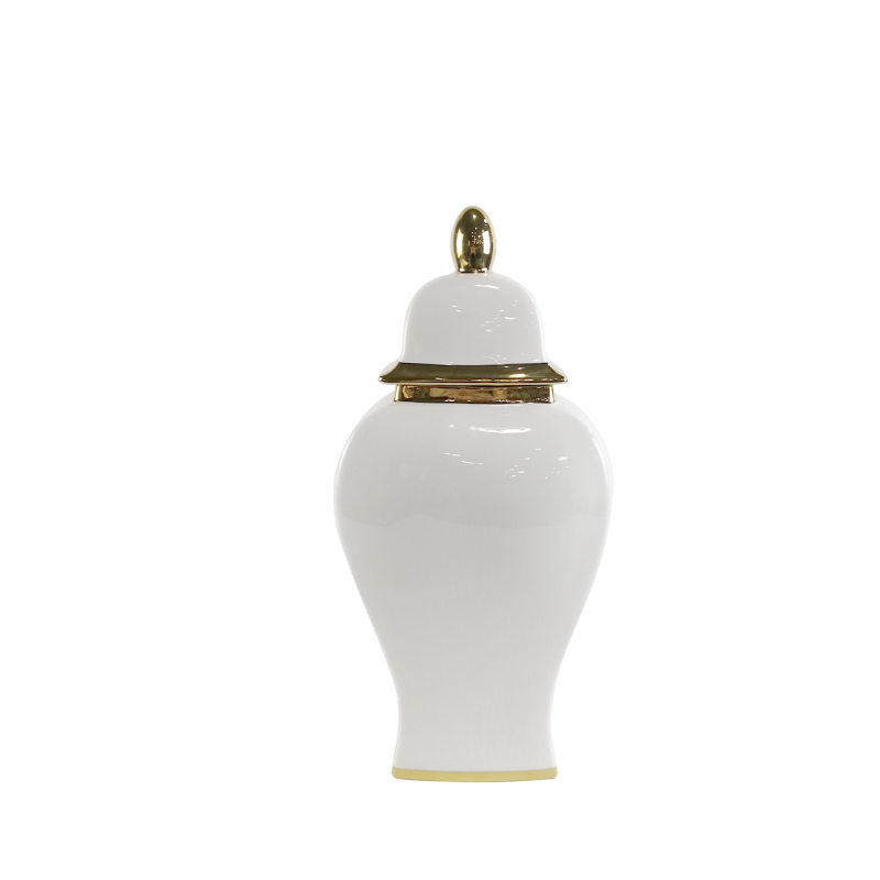 White and gold ginger jar large . Fabulous !. Reduced last of stock