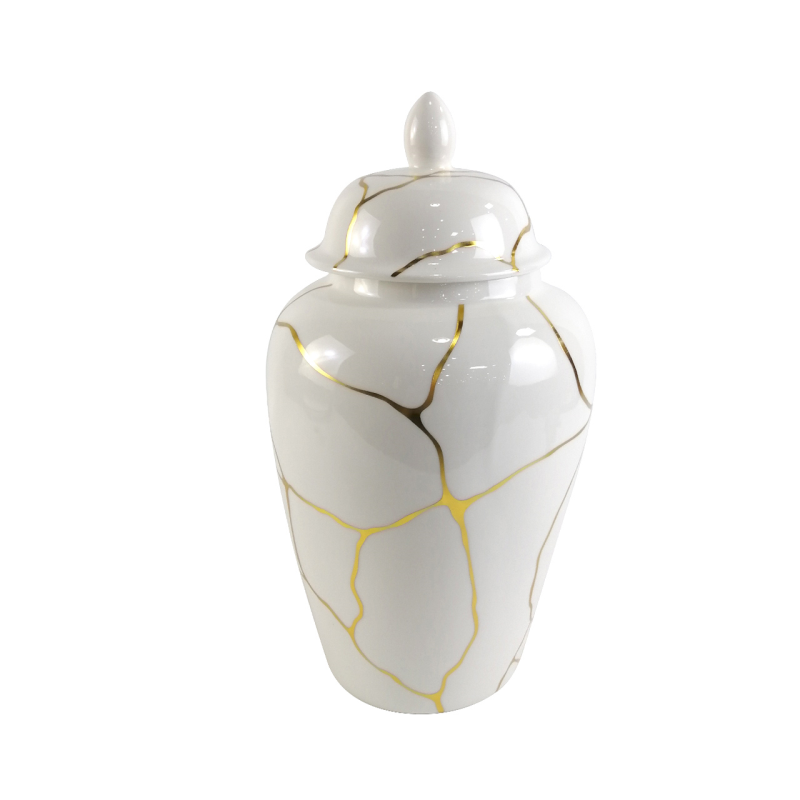 White and Gold Ginger jar white and gold reduced