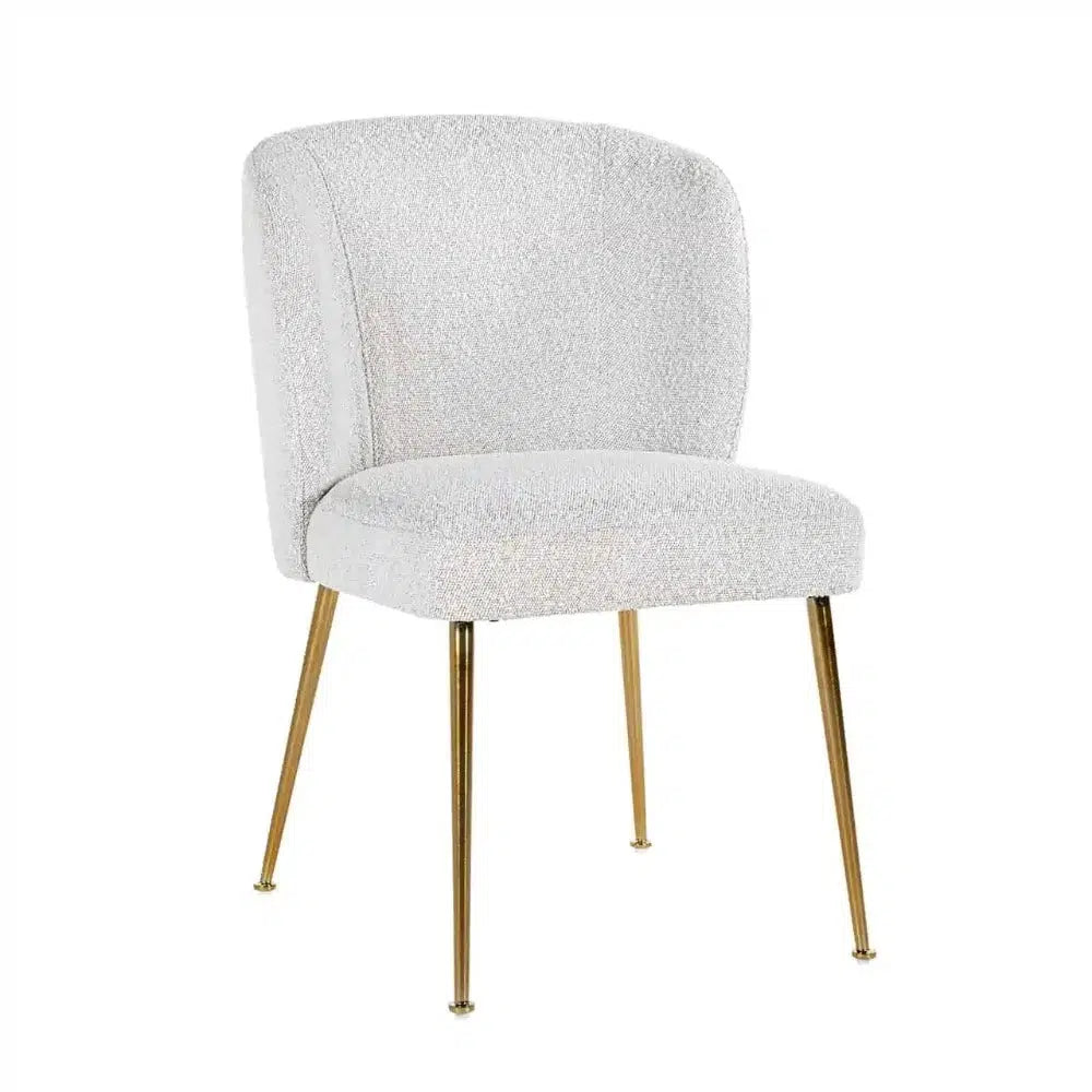 White Cannondale boucle dining chairs-Renaissance Design Studio