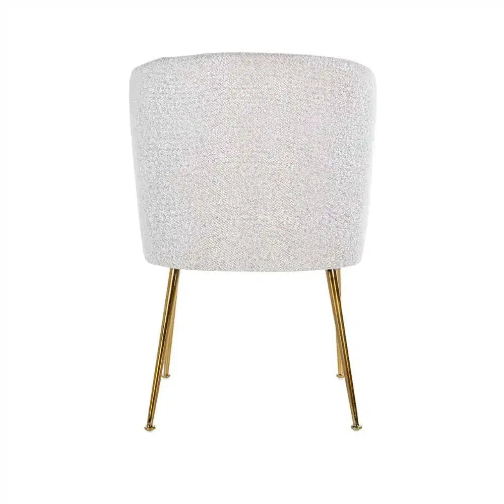 White Cannondale boucle dining chairs