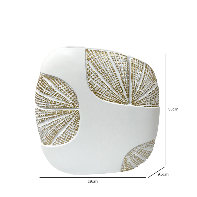 White and gold Polyresin vase-vase-Renaissance Design Studio