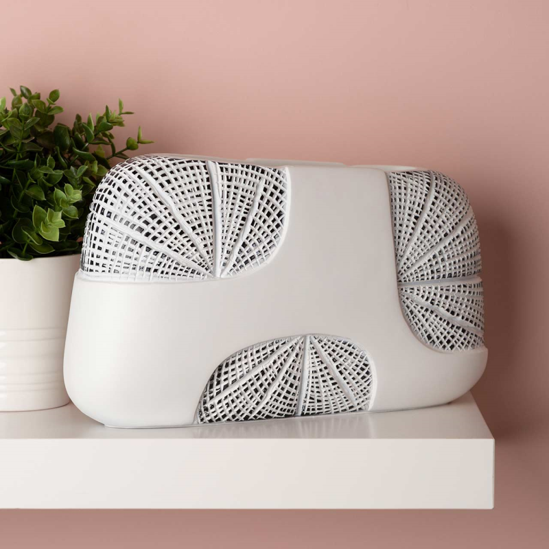 White and gold Polyresin vase-vase-Renaissance Design Studio