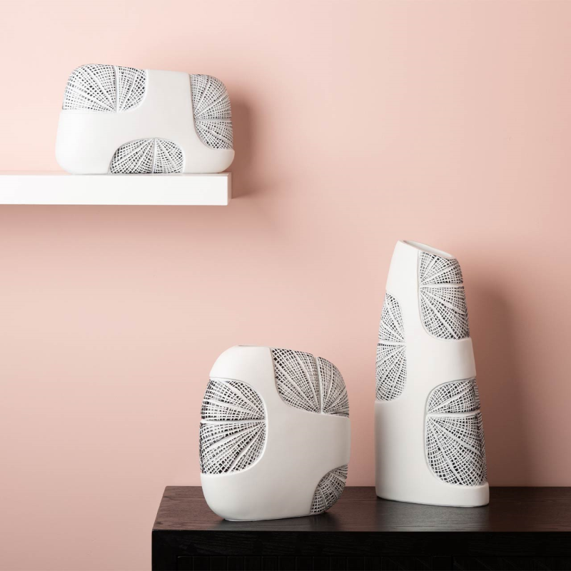 White and gold Polyresin vase-vase-Renaissance Design Studio