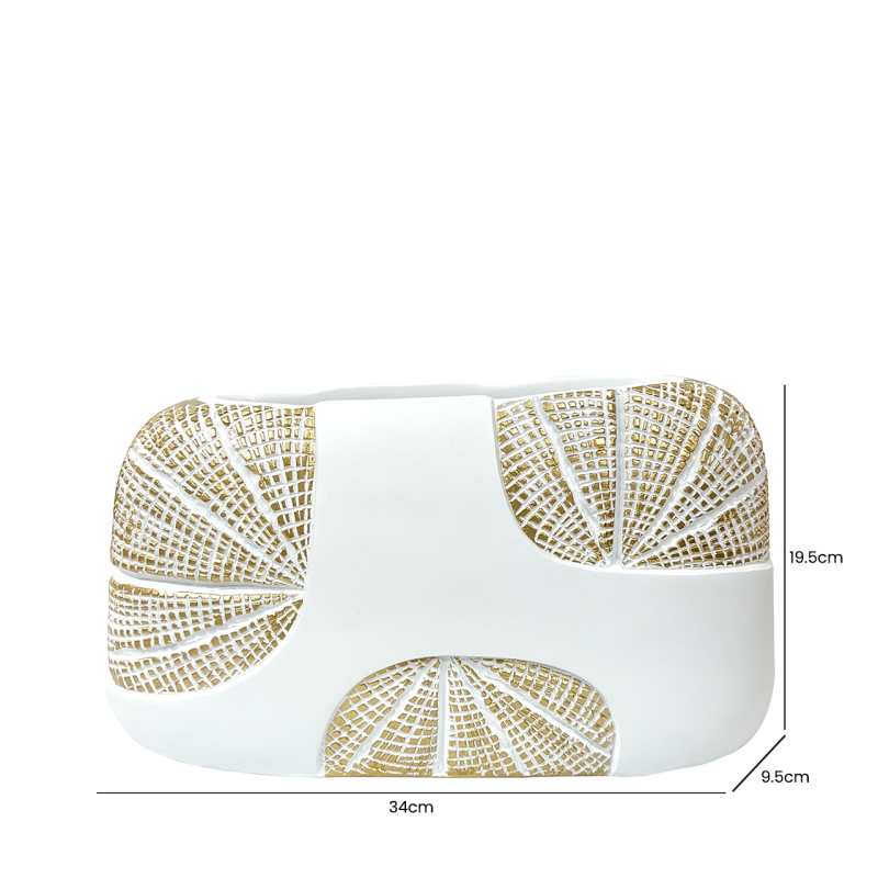 White and gold Polyresin vase-vase-Renaissance Design Studio