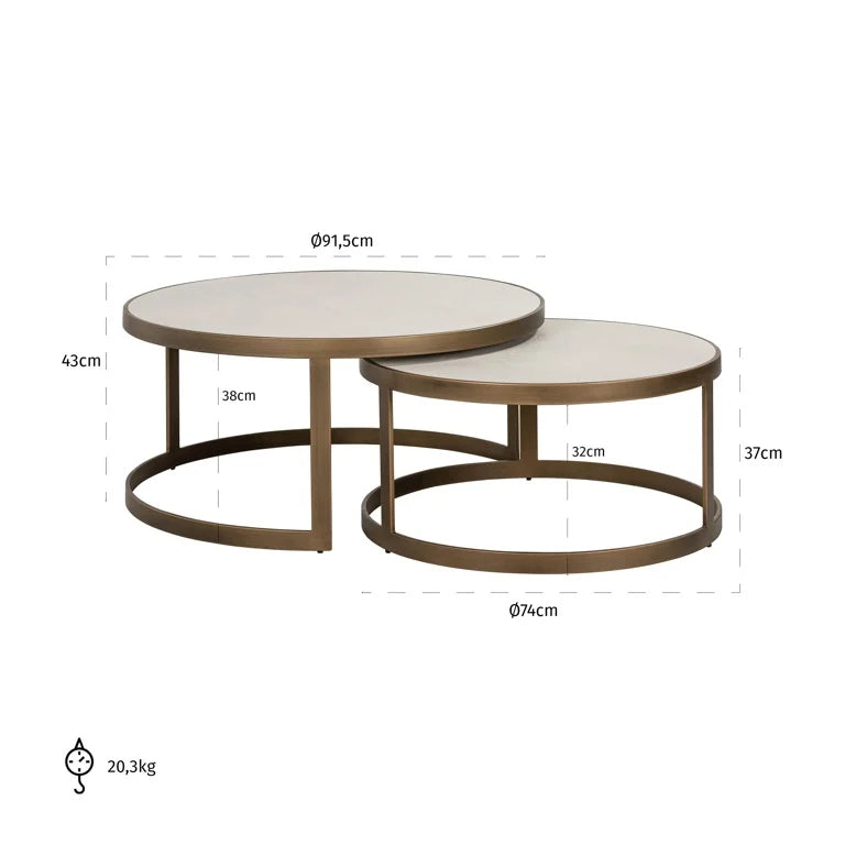 Whitebone Coffee tables set of 2 in Verona Grey-Renaissance Design Studio