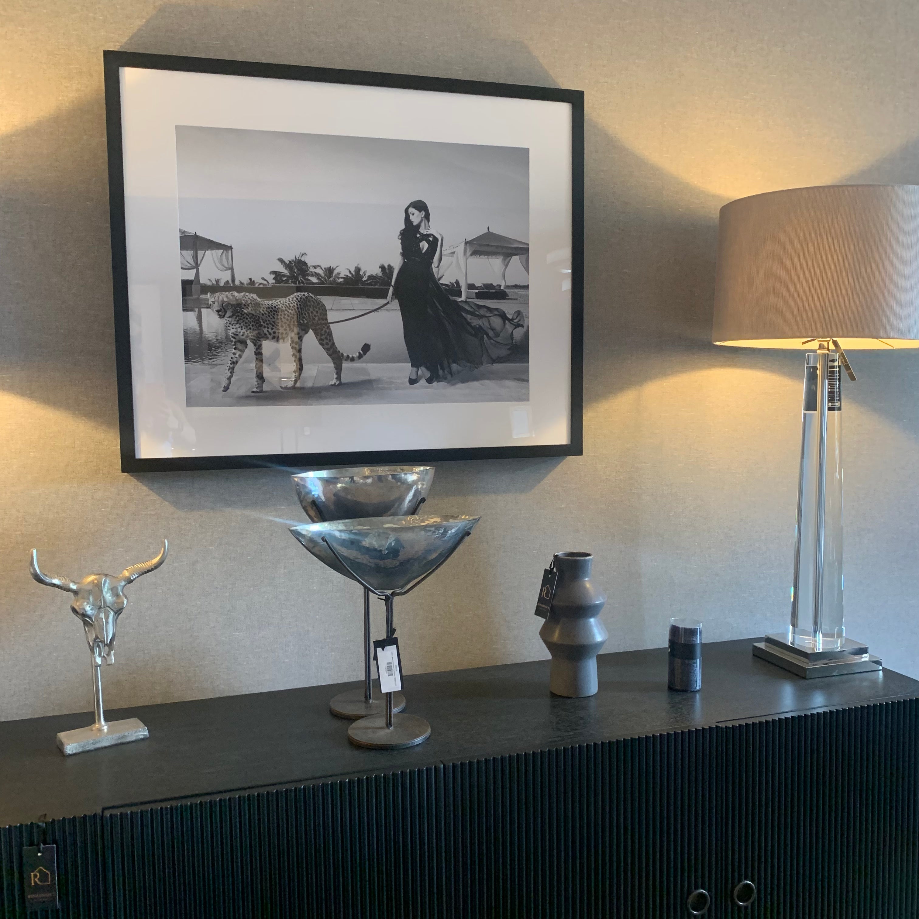 Woman with Cheetah. 250 hand made framed art work-Wall Art-Renaissance Design Studio