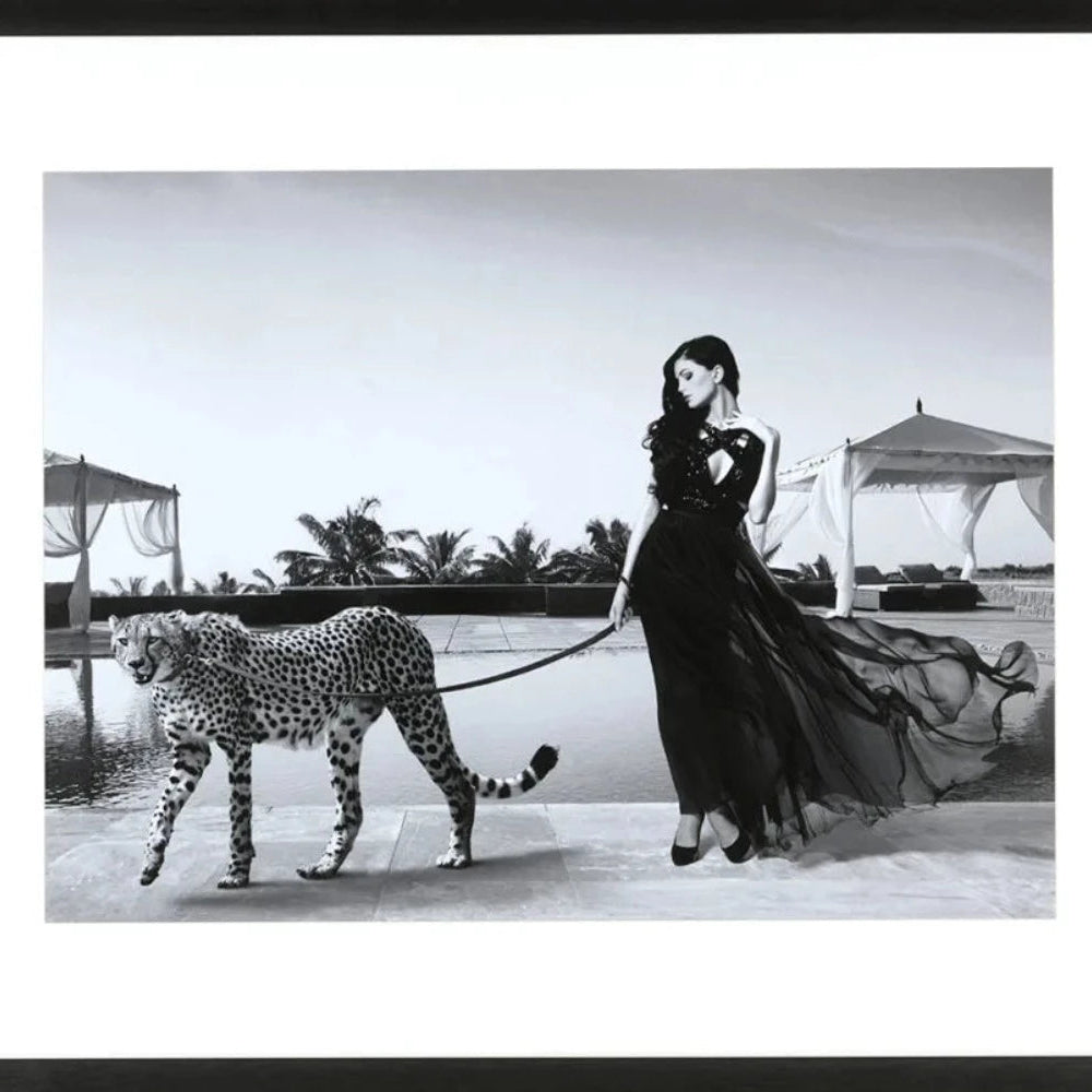 Woman with Cheetah. 250 hand made framed art work