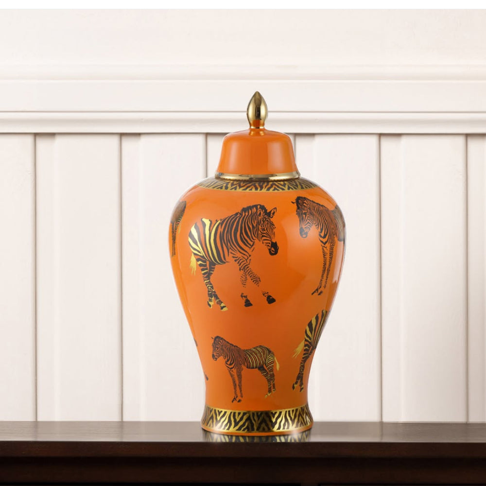 Zebra print ceramic ginger jar 25 cm