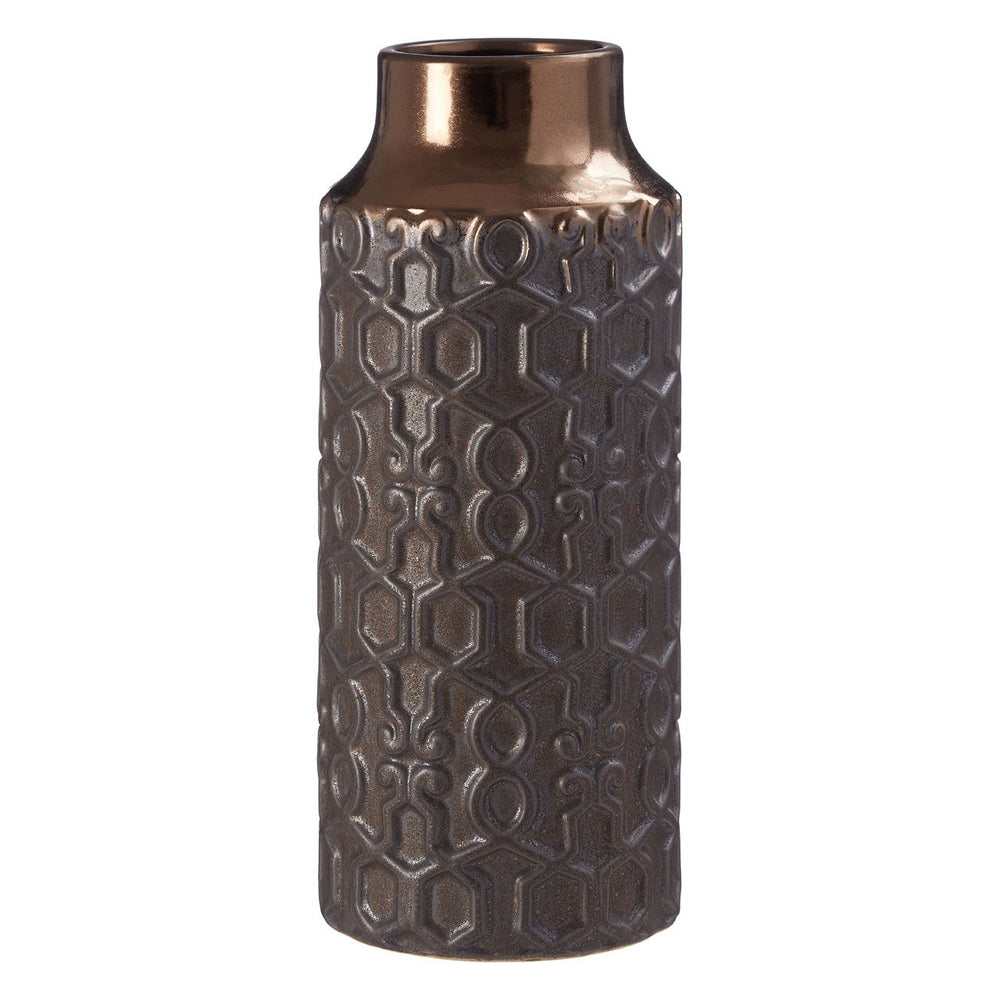 Zircon small ceramic metallic vase. REDUCED